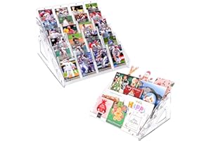 CELSOL 2 Pack 7 Tier 12" Acrylic Card Display Stand, Easy Clip-On Design, Versatile Display for Trading Cards, Graded Cards, PSA Cards, Baseball Cards, Sports Cards, and Business Cards and Stickers