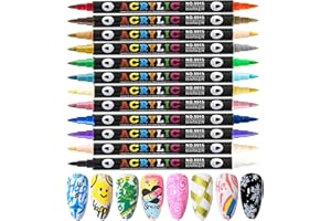 MAGIC ARMOR 24 Colors Dual-Ended Nail Art Pens Set, 3D Acrylic Nail Polish Pens Quick-Dry Acrylic Markers & Nail Art Markers for Painting Nails, DIY Nail Pens for Nail Art, Home & Salon Use