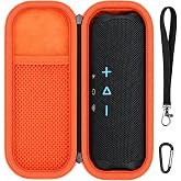 GWCASE Hard Case for JBL Flip 7/6/5 Portable Bluetooth Speaker, Case Only | Plush-Lined, Mesh Storage for Cable and Carabiner, Detachable Strap for Outdoor Trips, Beach Days and Commuting,Black
