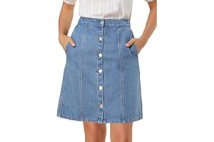 Allegra K Women's Denim Skirts 2024 Summer Casual A-Line Short Button Down Jean Skirt
