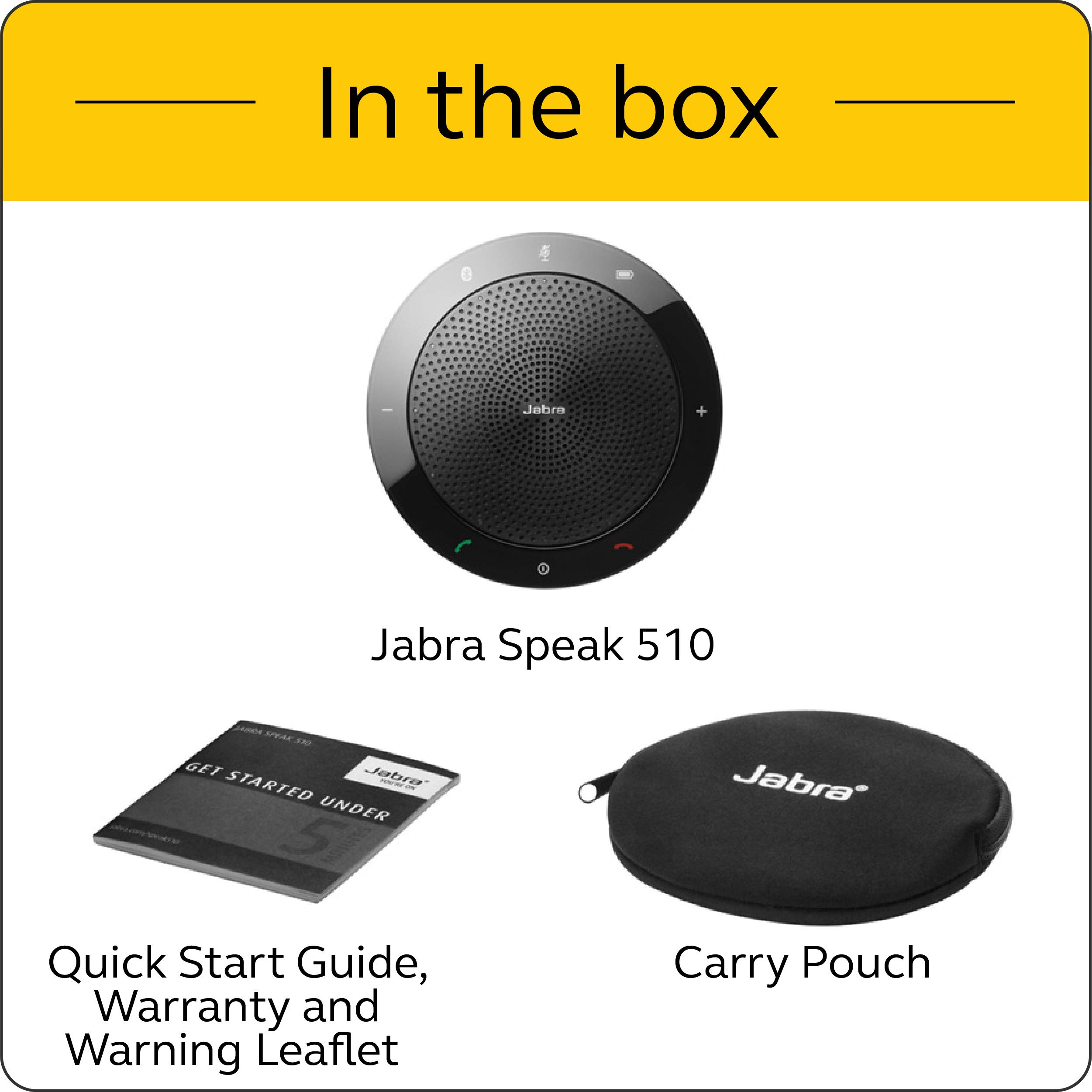 Jabra Speak 510 UC Wireless Bluetooth Speakerphone – Outstanding Sound Quality, Portable Conference Speaker for Holding Meetings Anywhere - Certified for Zoom & Google Meet