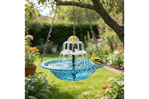 Hanging Bird Bath with Solar Fountain Cascade Powered Birdbath Water Fountain Pumps Dispenser Outdoors Decor Hummingbird Bath