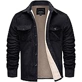 Cotrasen Men's Flannel Shirt Fleece Lined Flannel Jacket Cotton Button Up Plaid Shirt Warm Heavyweight Fall Winter Coat