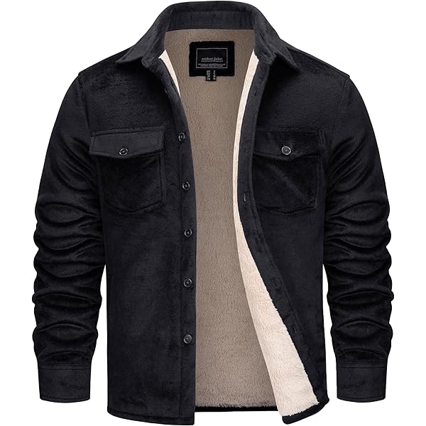 SWJGLITTR Men's Corduroy Warm Jacket Male Thick Sherpa Lined