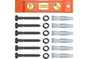 Mywish TV Mount Screws Kit, Lag Bolt Kit for TV Wall Mount, M8x65 Lag Bolts Screws, 10x60 Wall Anchors, Washers, Bubble Level
