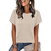 WIHOLL Women Textured Shirts Casual Cap Sleeve Tops Loose Fit 2026 Summer Spring Fashion Outfits