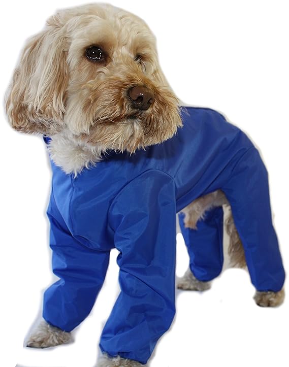 Trouser Suit Waterproof Dog Rain Coat Onesie Blue (16 inch): Amazon.co ...