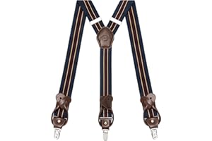 Kohentact Suspenders for Men with Clip & 6 Buttons 1.4in Y-Shape Stainless Steel