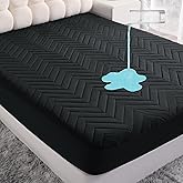 NTBAY Waterproof Mattress Protector, Quilted Twin Fitted Mattress Cover with 15" Deep Pocket- Machine Washable - Soft and Breathable Mattress Pad Cover, Black