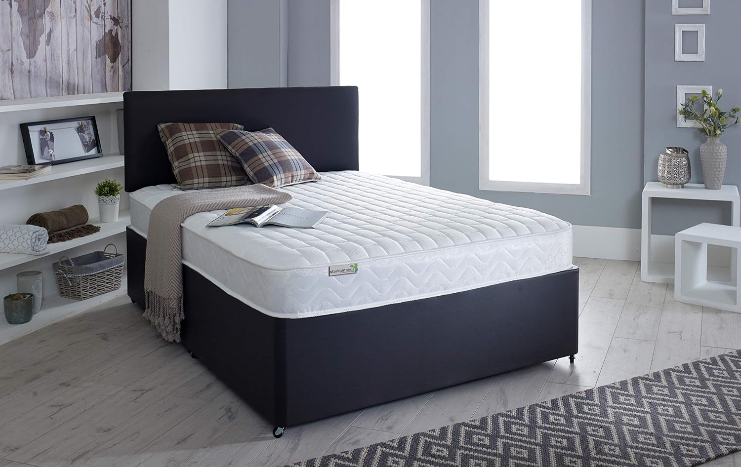 Starlight Beds Quilted Brick Sprung Hybrid Small Single Mattress with Memory Foam Layer. Soft Firmness, White - Image 3