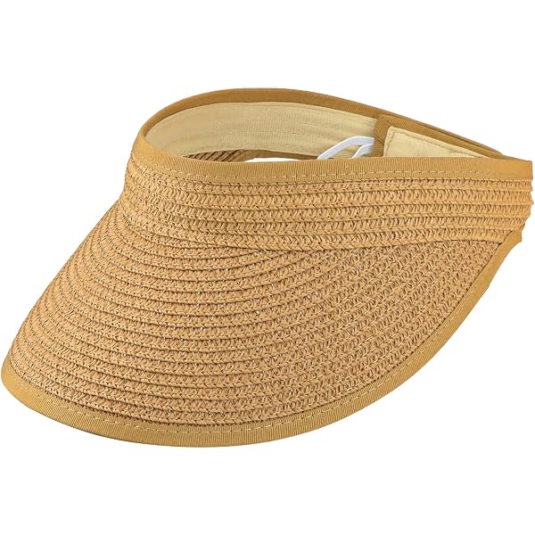 Wide Brim Raffia Straw Sun Hat Visor Ponytail Opening Foldable Packable UPF 50 SUN CUBE Women Straw Visor Hat, Wide Brim Sun Visor for  main image 4