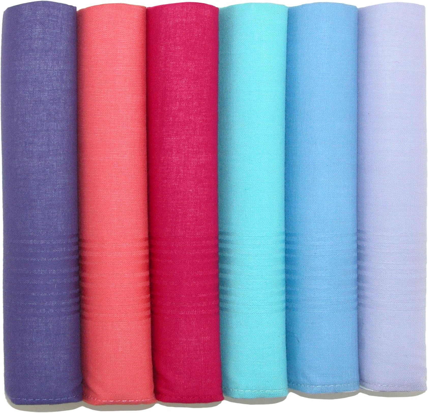 Selini Women's Cotton Bright Multi-Color Dress Handkerchief Set (Pack of 6)
