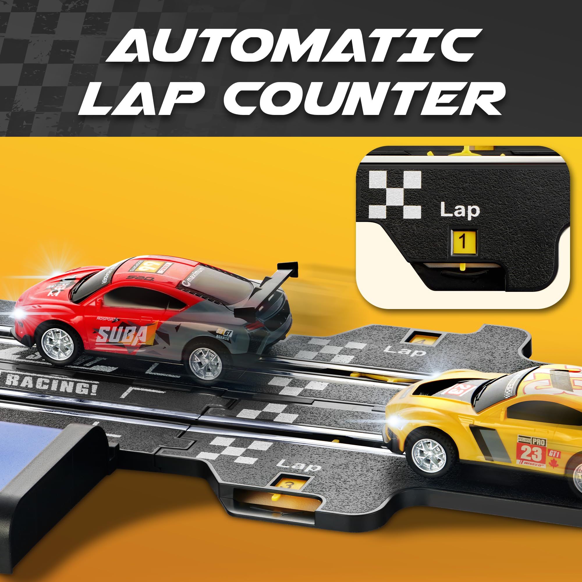 Slot Car Race Track Sets, Race Car with 4 High Speed Cars, Race Tracks for Kids Ages 4-8, Electric Slot Car Race Track Sets, Remote Control Car, Gifts Toys for Boys - 115' Raceway