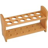 EISCO Wooden Test Tube Rack - Accommodates 12 Tubes, up to 28mm - 10.25" Wide - Premium Polished Beech Wood Construction