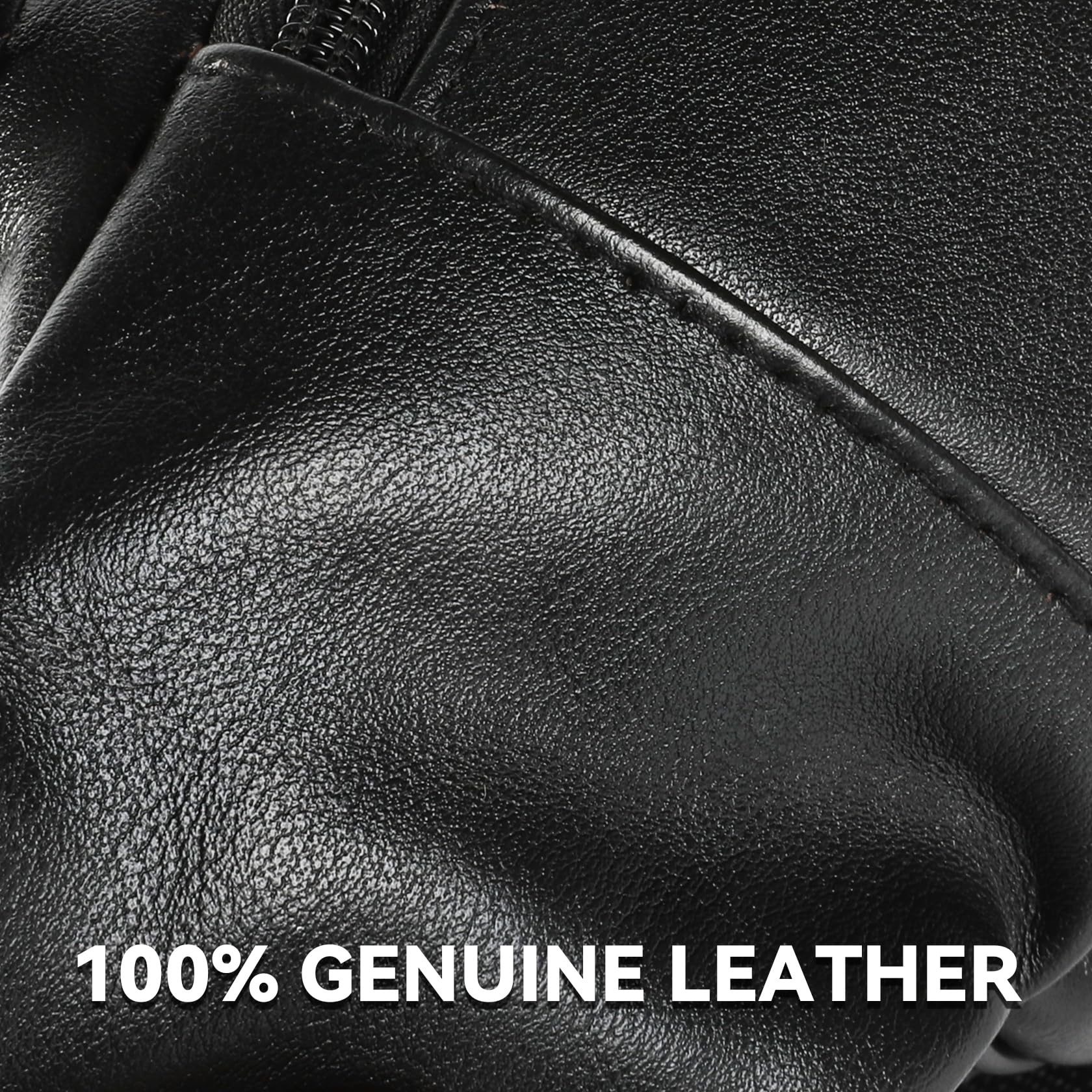 OrrinSports Black Fanny Pack for Men Genuine Leather Waist Bag Multiple Pockets Metal Zippers Belt Bag for Travel Hiking Cycling Fishing