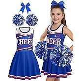 JenPen Cheerleader Costume Set Cheerleading Outfit Cheer Uniform Dress Cosplay for Halloween Party Gifts 3-9 Years