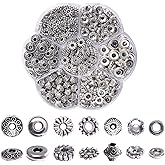 400Pcs Antique Silver Spacer Beads for Jewelry Making, Small Metal Flat Flower Beads, Bracelet, Necklace, Earring Findings & Supplies (400)