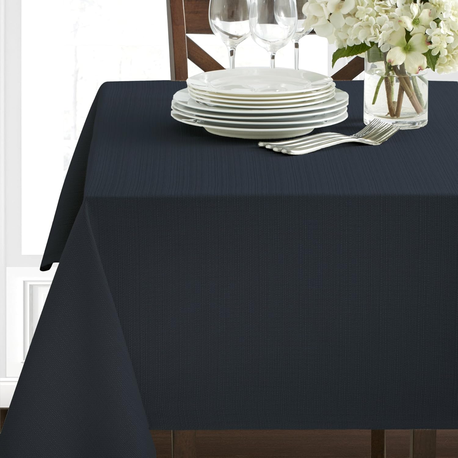 Benson Mills Textured Fabric Tablecloth (60 X 104, Flax): Home & Kitchen