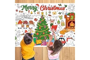 JUESMOS Christmas Giant Coloring Tablecloth for Kids Christmas Crafts 72'' x 30'' Jumbo Paper Coloring Poster Xmas Games Activities for Family Classroom School Xmas Party Favors for Kids