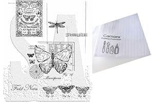 Tim Holtz Stampers Anonymous Classics #17 Cling Stamp Set (CM017), Butterflies and Dragonfly Images, Field Notes Text and More, Curations March 2025 Collection, Carnora Mesh Storage Bag