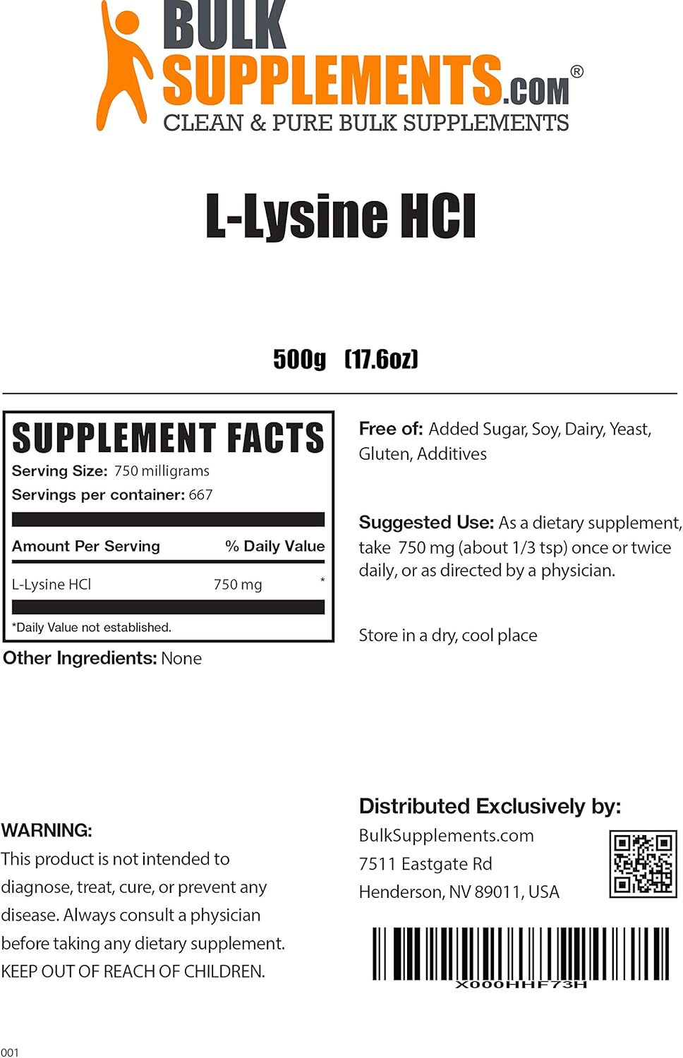 BulkSupplements L-Lysine HCL Powder (1 Kilogram): Health & Personal Care
