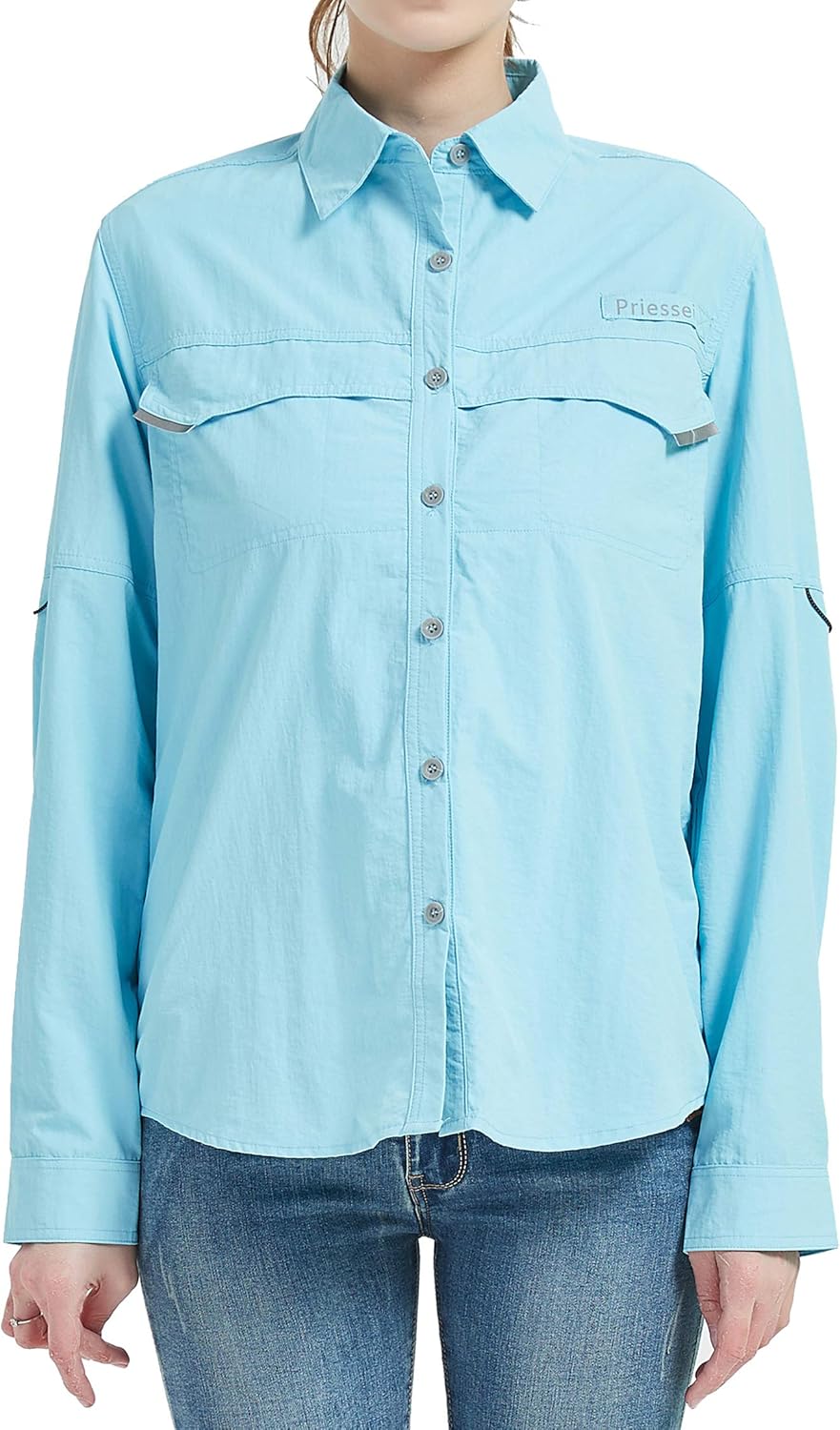 Priessei Women's UPF 50+ Hiking Shirts Long Sleeve Outdoor Shirts for