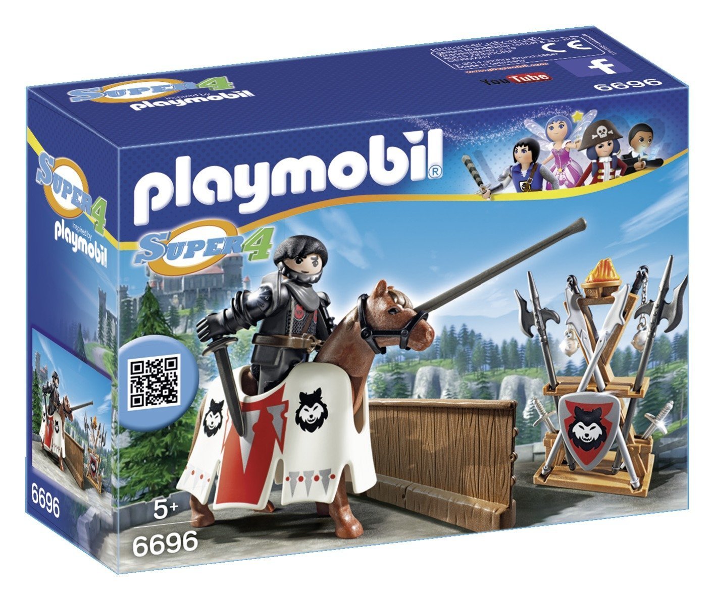 Playmobil 6696 SUPER 4 Jousting Rypan, Guardian of the Black Baron, Fun Imaginative Role-Play, PlaySets Suitable for Children Ages 4+