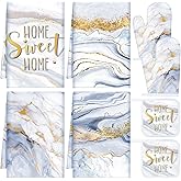 Leinuosen 8 Pcs White Marble Kitchen Decor Dish Towels and Oven Mitts Sets Pot Holders and Dishcloths Farmhouse Kitchen Accessories Decorative Set for Chef Baking Cooking Daughter Mom Gift