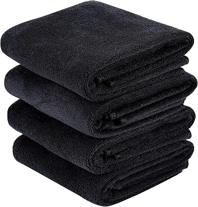 Meng Jiaran 4 Pack Microfiber Towels 35x75cm Fast Dry Absorbent Gym Towels Black