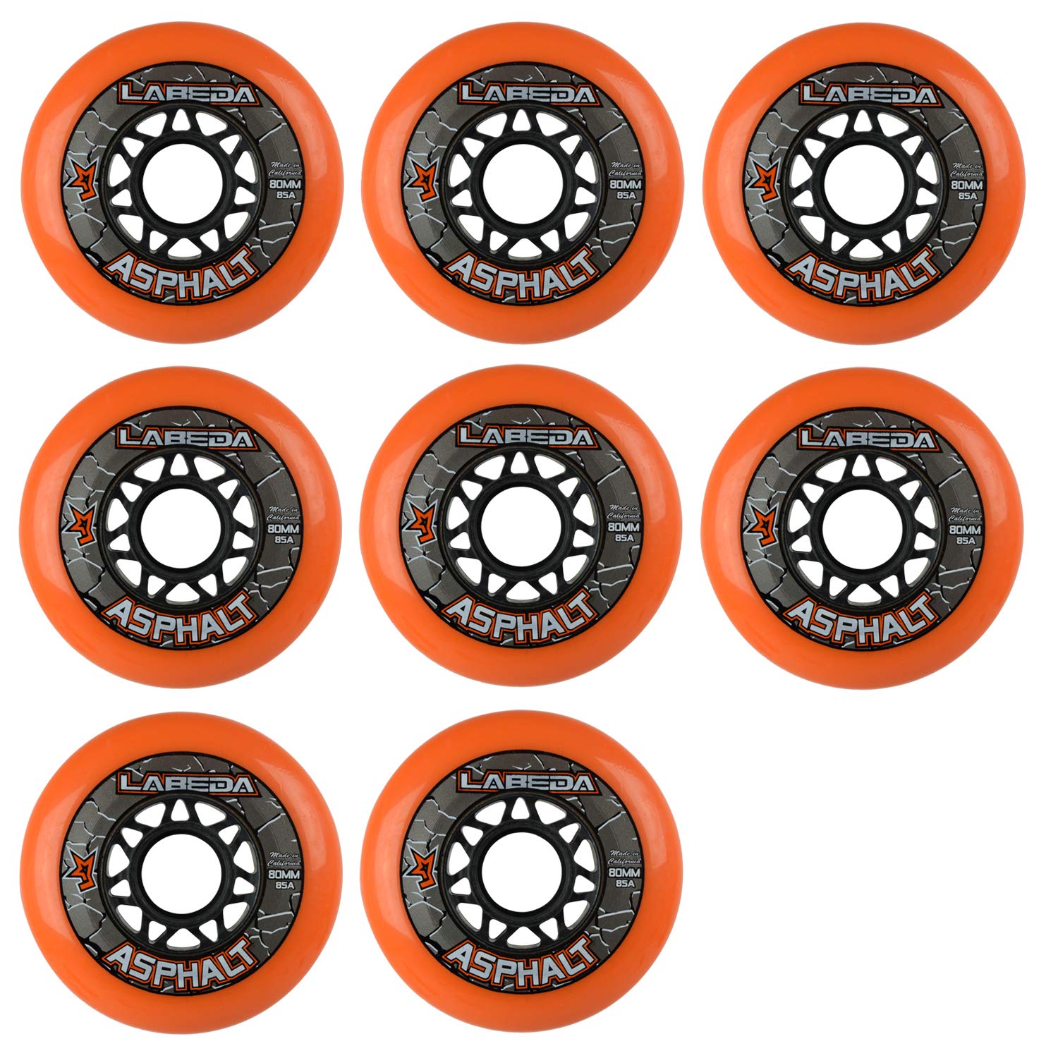 Photo 1 of 4 Labeda Gripper Asphalt Outdoor Roller Hockey Wheels - Orange 80mm
