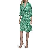 DKNY Womens Long Sleeve Collared Midi Shirtdress