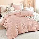 Litanika Blush Pink King Size Comforter Set, 3 Pieces Tufted Boho Farmhouse Bedding Comforter Sets, Lightweight Fluffy Comforter Bed Set for All Season (104x90In Comforter and 2 Pillowcases)