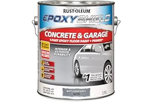 Rust-Oleum EpoxyShield Concrete & Garage 1-Part Epoxy Floor Paint + Primer, Battleship Grey Satin, 3.78 L