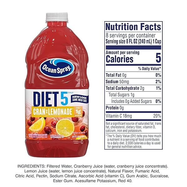 OCEAN SPRAY® DIET CRAN-LEMONADE™ CRANBERRY LEMONADE JUICE DRINK, 64 FL OZ BOTTLE