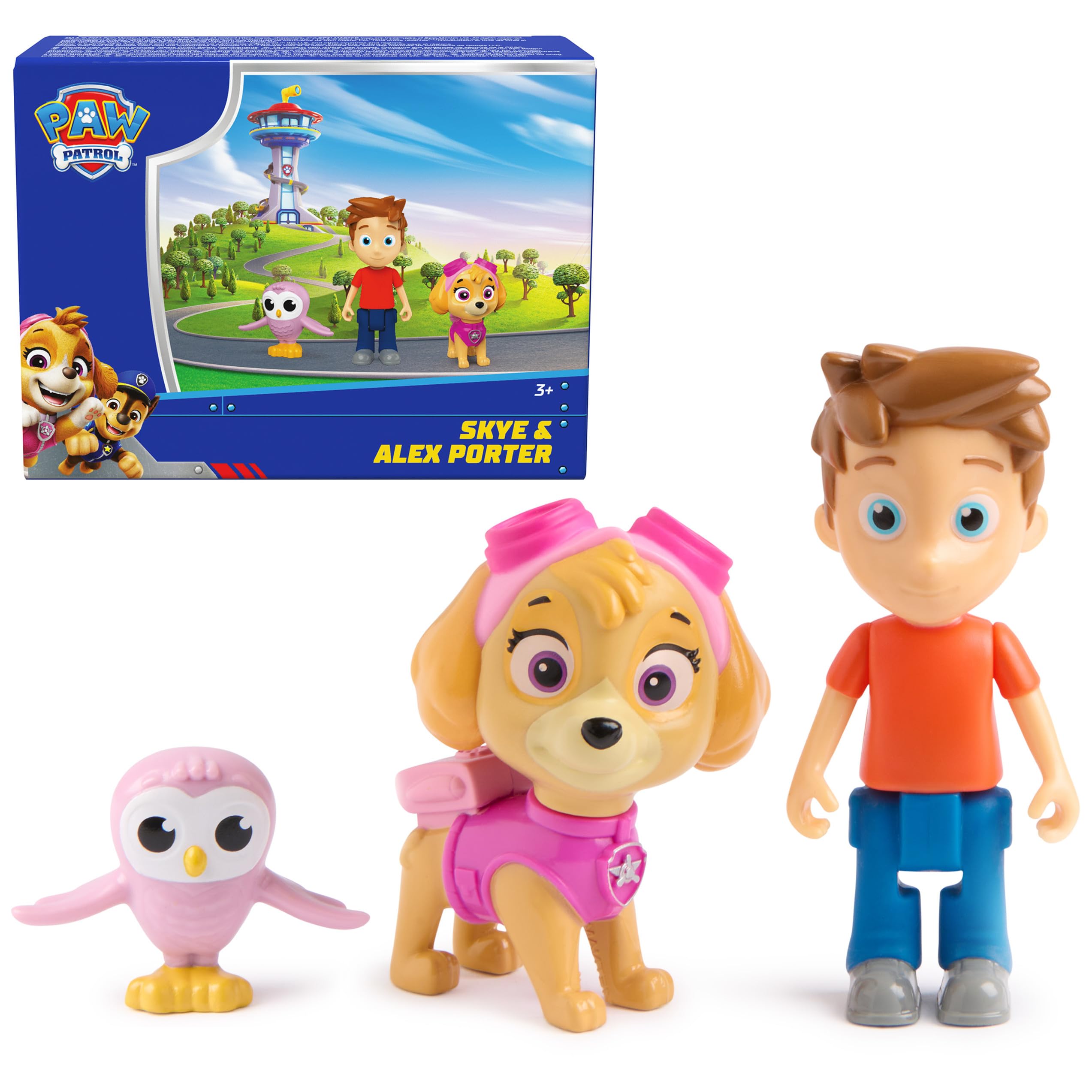 Paw Patrol Skye & Alex Porter Figure Pack with Lil Hootie Toy Figure, Kids Toys for Boys & Girls Ages 3 and Up