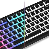 Womier Pudding Keycaps, Black PBT Shine Through Keycaps | 60 65 75 100 percent 130 Keys Custom Keycap, OEM Profile for MX-stem Switches Keyboard Caps-Black