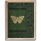 uniro Vintage Butterfly Posters Wall Art Beautiful Butterfly Wall Art Decor Emerald Green Old Bookcover Art Print Canvas Print Posters Art Minimalist Multicolor Cool for Living Room, Bedroom, Office(8