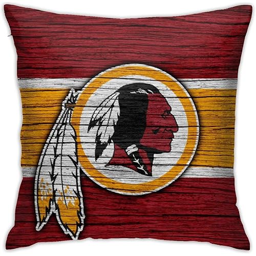 Xcngg Sports Art Washing-Ton Red-Skins Square Decorative Pillowcase 18x18 Inchs, Home Sofa Couch Bedroom Bed Car Throw Pillow Cases Soft Cushion Cover with Hidden Zipper