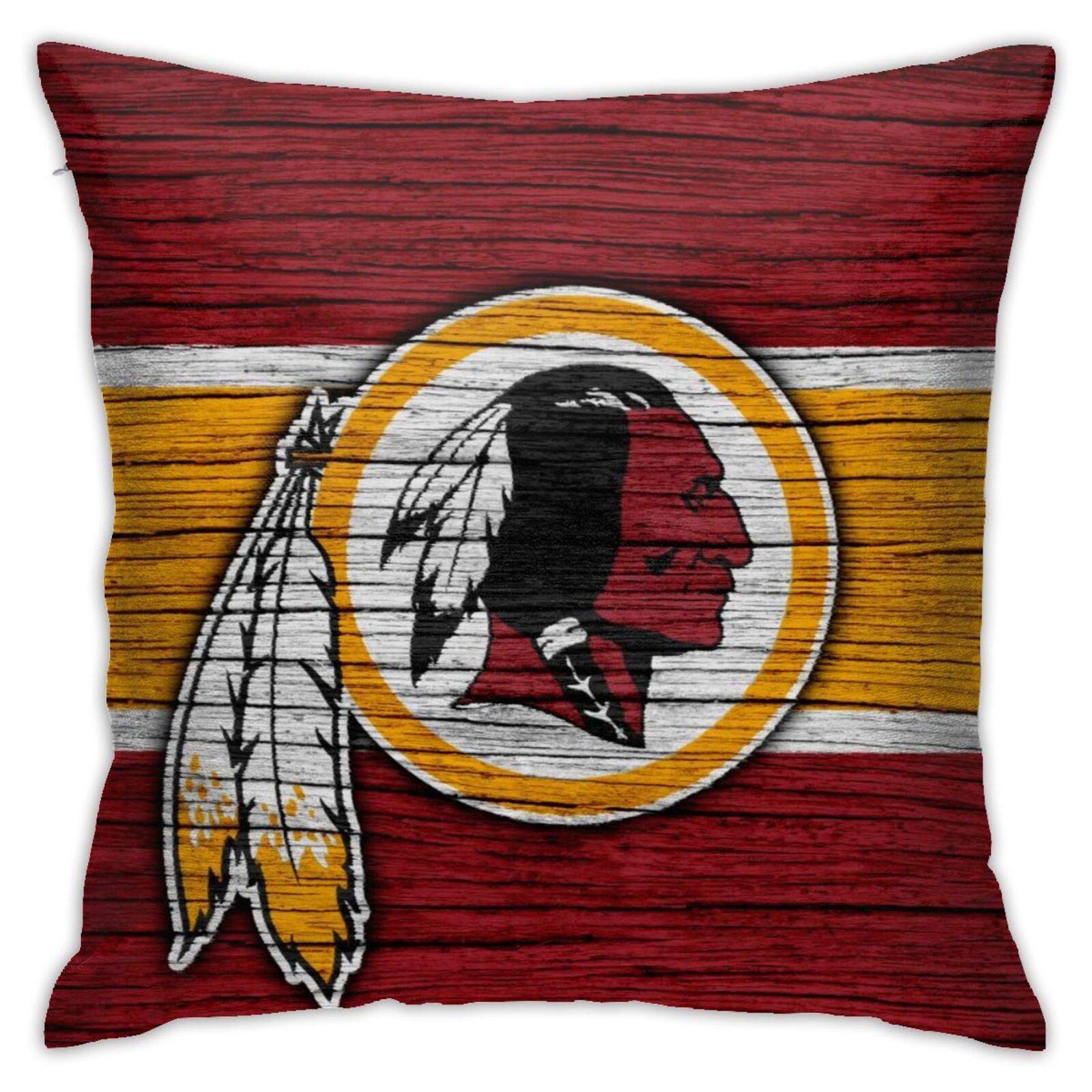 Xcngg Sports Art Washing-Ton Red-Skins Square Decorative Pillowcase 18x18 Inchs, Home Sofa Couch Bedroom Bed Car Throw Pillow Cases Soft Cushion Cover with Hidden Zipper