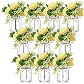 XunYee 10 Set Mason Jar Table Centerpiece with Flower Mason Jar Flower Centerpiece Vases Decor for Engagement Party Bridal Shower Centerpieces Wedding Reception Table Decor(Gypsophila Rose)