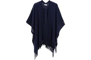 Knit Shawl Wrap for Women - Soul Young Ladies Fringe Knitted Poncho Cardigan Cape