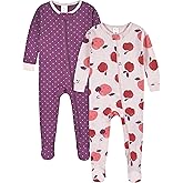 Gerber Baby Girls 2-Pack Footed Pajamas, Fruit Lovers Purple, 6 Months