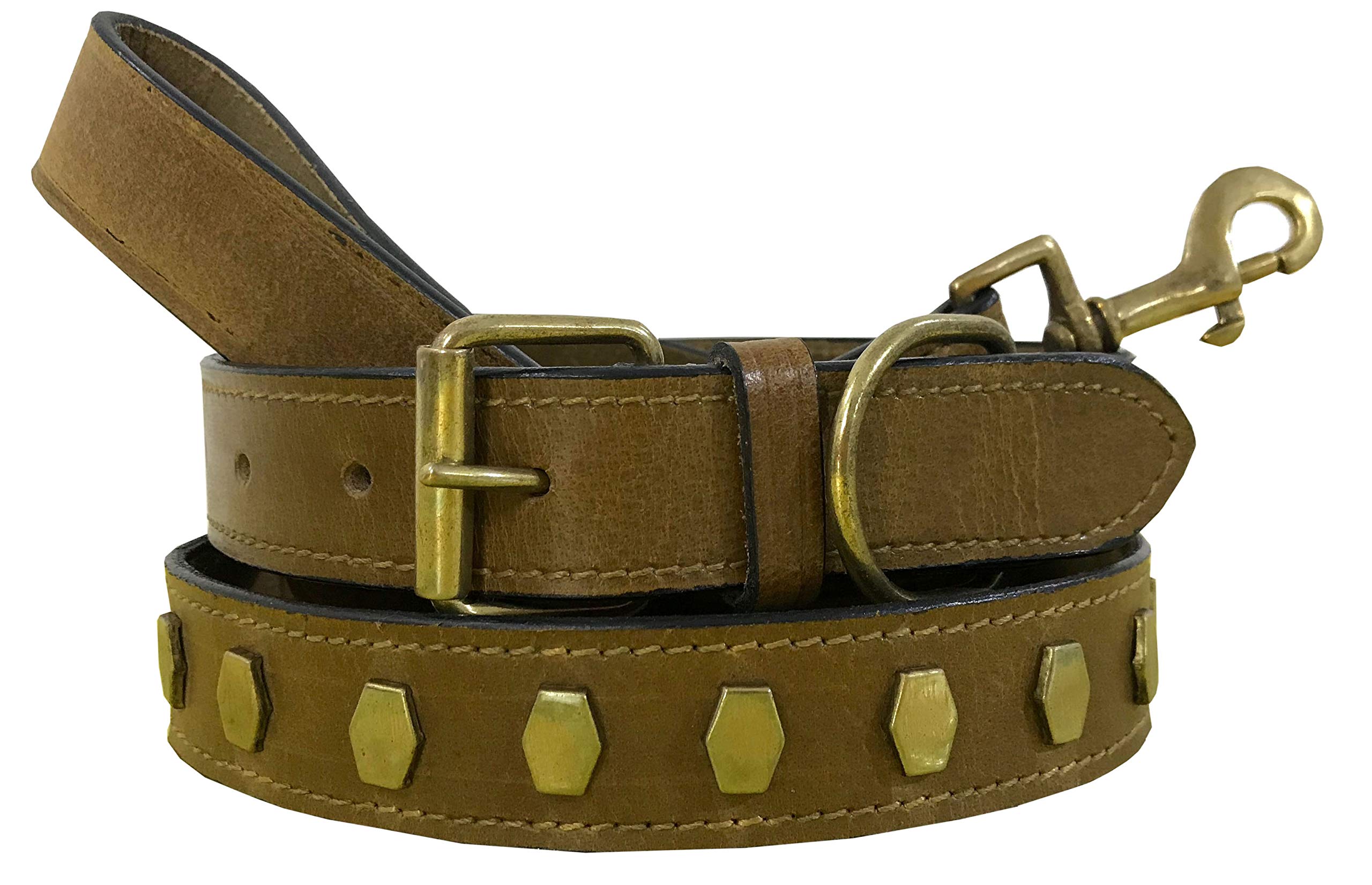 BRADLEY CROMPTON Genuine Leather Matching Pair Dog Collar and Lead Set S
