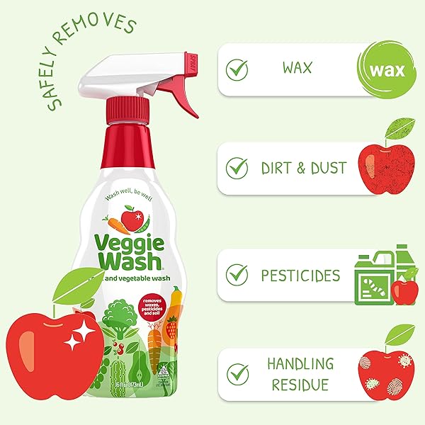 VEGGIE WASH FRUIT & VEGETABLE WASH, PRODUCE WASH AND CLEANER, 16-FLUID OUNCE, CASE OF 12, PACKAGING MAY VARY