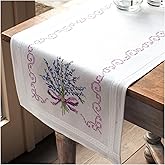 Vervaco Embroidery Kits Cross Stitch Table Runner DIY Kit, Tablecloth to Embroider with Image in Modern Design, Cotton and Thread, 16 x 40 Inches, Lavender