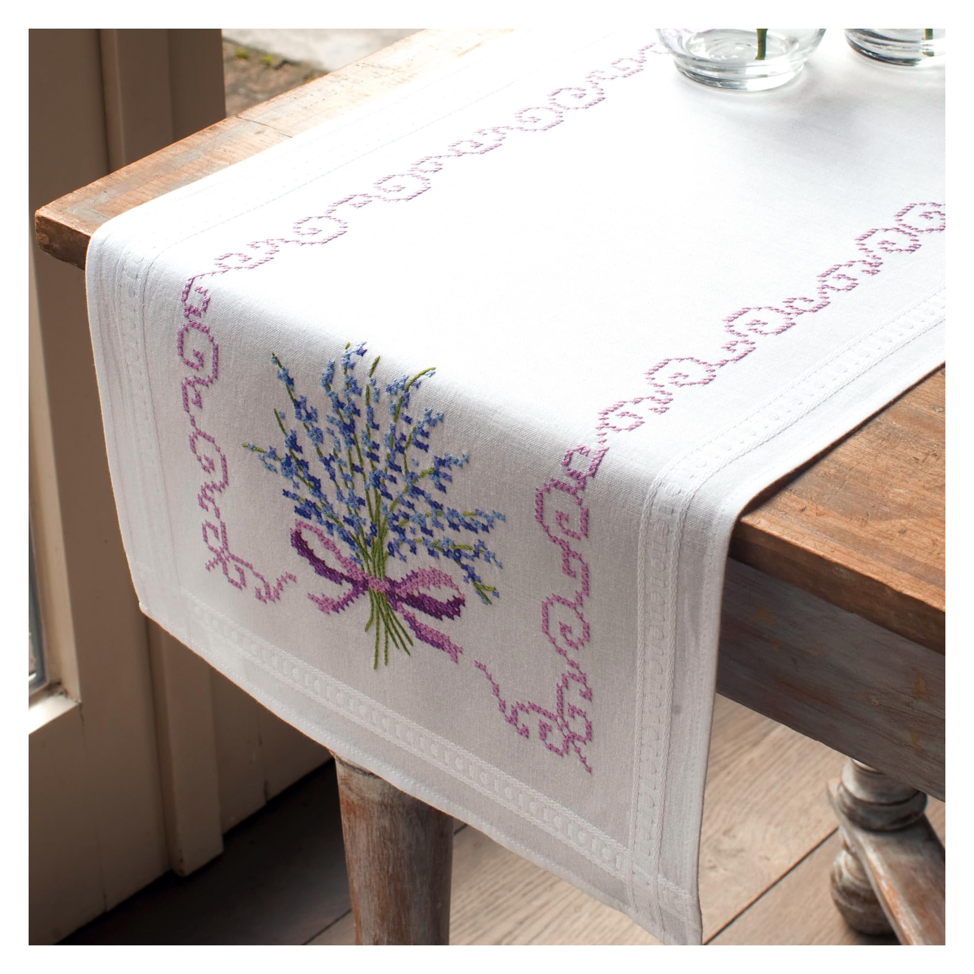 Vervaco Embroidery: Runner: Lavender, 100% Cotton, Multi-Colour, 40 x 14 x 20 cm, PN-0013257