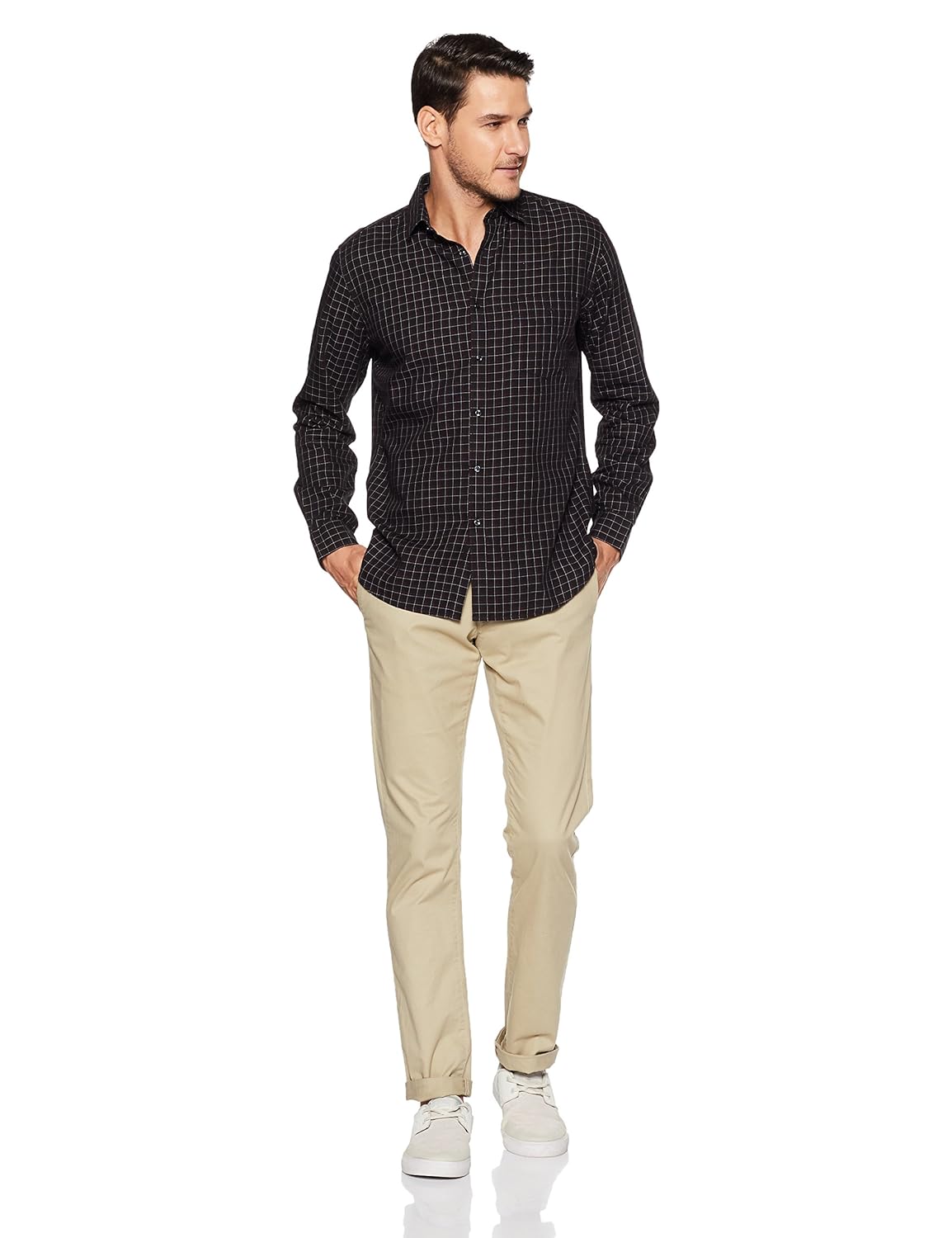 van heusen sport men's plain slim fit cotton casual shirt