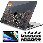 DONGKE Compatible with MacBook Pro 13 inch Case 2024 2023-2020 Release A2338 M2/M1 A2251 A2289 with Retina Display & Touch ID, Plastic Hard Shell & Keyboard Cover & Screen Film - Abstract Mountain