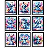 BigWig Prints Stitch Posters - Lilo and Stitch Wall Decor, Nursery Watercolor Art Prints, Kids Bedroom Posters for Girls and Boys, Nursery Wall Art - Unframed Set of 9 (8x10”)