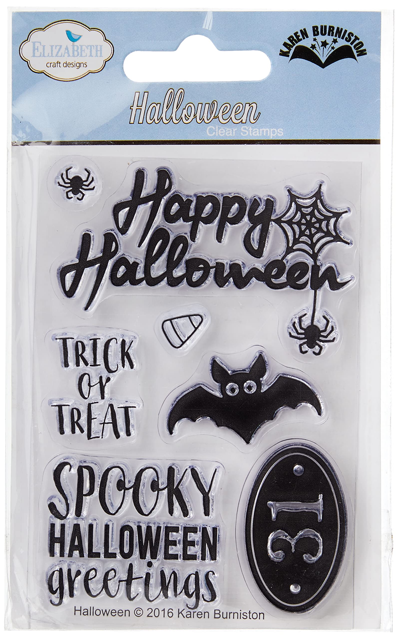 Elizabeth Craft Designs Halloween Clear Stamps, Synthetic Material, 12.6 x 7.8 x 0.4 cm
